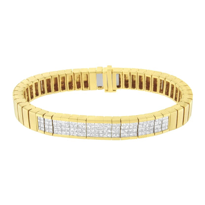 14K Yellow Gold 3 5/8 cttw Invisible Set Princess-Cut Diamond ID Tennis Bracelet (I-J Color, SI1-SI2 Clarity) - Size 7" WEM Support (www.WEM.support)