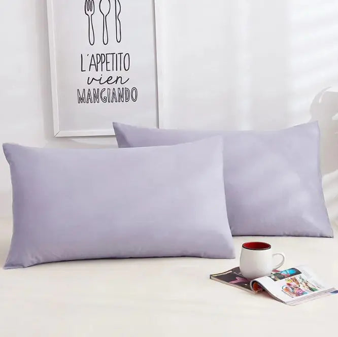 A Pair Of Pure Color Cotton Pillowcases WEM Support (www.WEM.support)