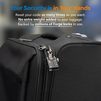 TSA Approved Cable Luggage Locks, Re-settable Combination with Alloy Body Black Single Pack My Store