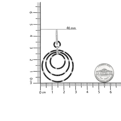 18K White Gold Round 2 1/3 Cttw Black and White Diamond Graduated Hoop Dangle Earrings (Black and F-G Color, VS1-VS2 Clarity) WEM Support (www.WEM.support)