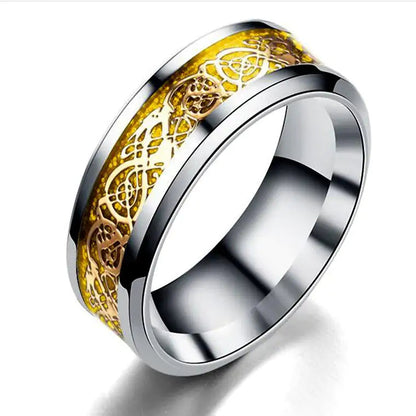 Stainless steel dragon pattern ring WEM Support (www.WEM.support)