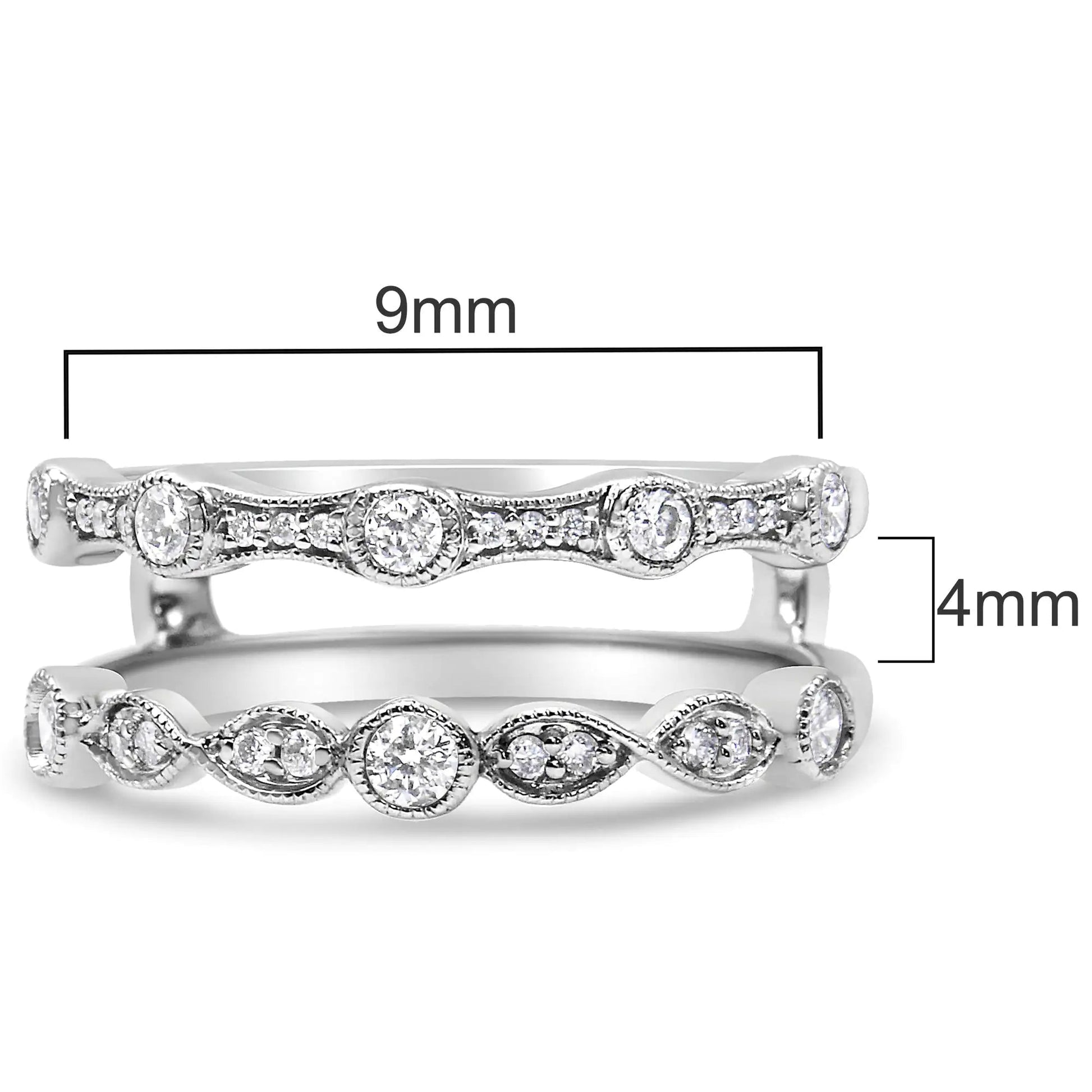 14K White Gold 1/3 Cttw Diamond Parallel Split Shank Wrap Ring Guard Enhancer (I-J Color, I2-I3 Clarity) WEM Support (www.WEM.support)