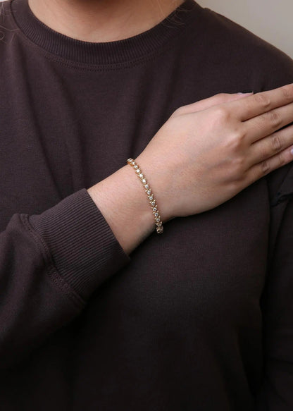 10K Yellow Gold Plated .925 Sterling Silver 3.0 Cttw Diamond Triangle Link Tennis Bracelet (I-J Color, SI2-I1 Clarity) - Size 7.25" Inches WEM Support (www.WEM.support)