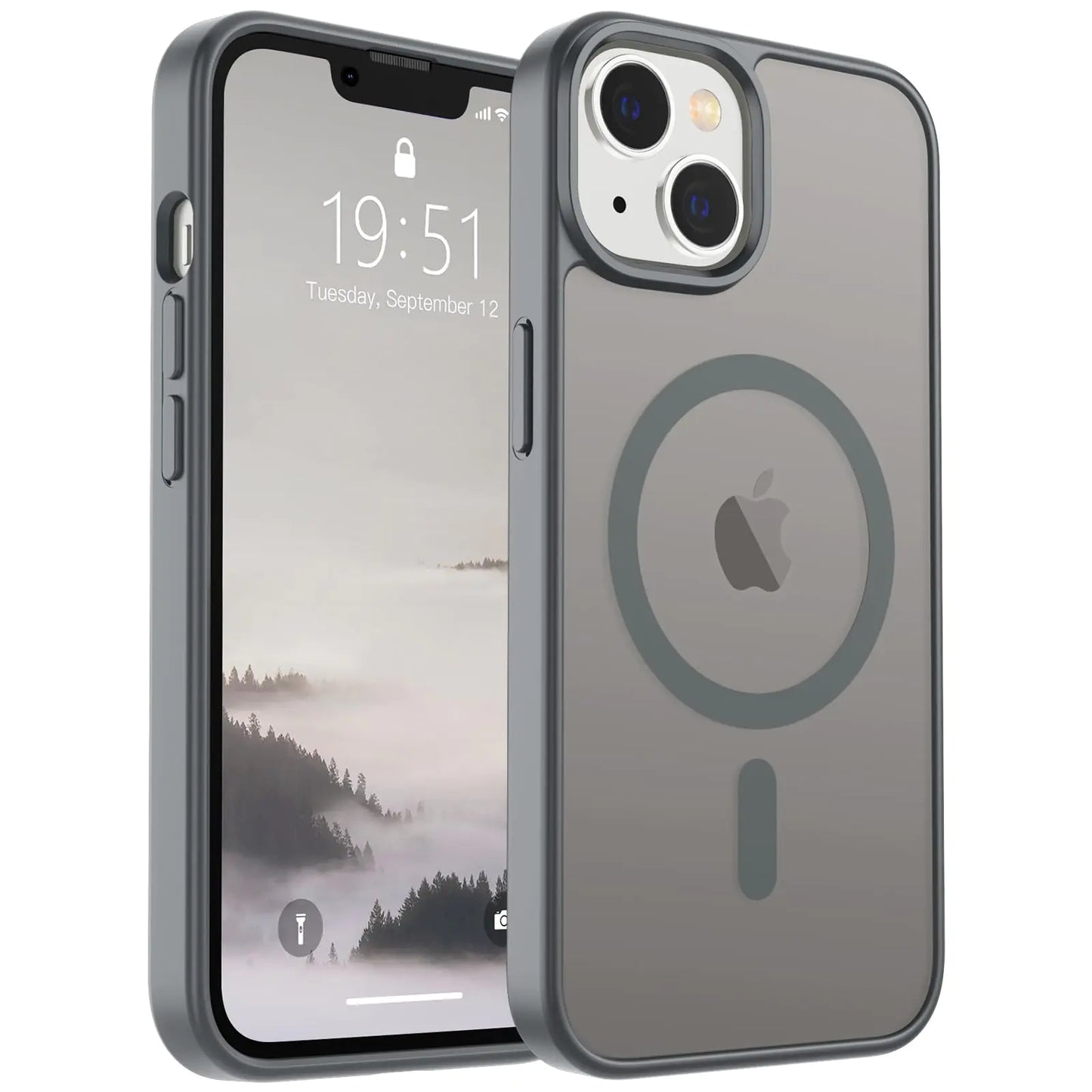 SUPFINE Magnetic for iPhone 15 Plus Case & iPhone 14 Plus Case(Compatible with MagSafe)(10 FT Military Grade Drop Protection) Slim Translucent Shockproof with Anti-Fingerprint Phone Case,Black