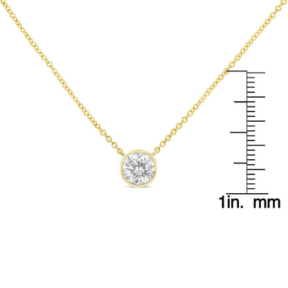 10K Yellow Gold 1/5 Carat Round Brilliant-Cut Diamond Modern Bezel-Set Solitaire 16"-18" Pendant Necklace (H-I Color, SI2-I1 Clarity) WEM Support (www.WEM.support)