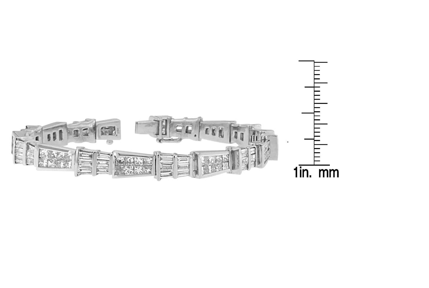 14K White Gold Princess and Baguette-Cut Diamond Geo-Link Bracelet(8.35 cttw,G-H Color,VS1-VS2 Clarity) WEM Support (www.WEM.support)