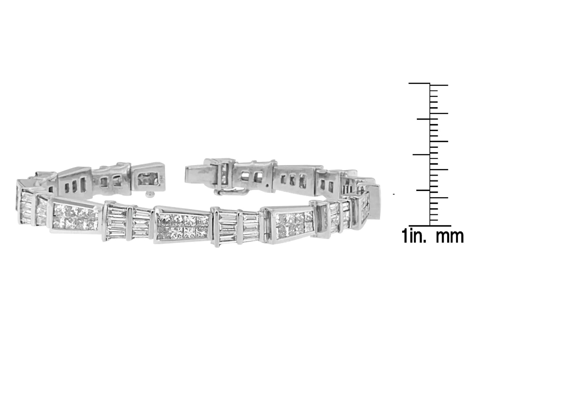 14K White Gold Princess and Baguette-Cut Diamond Geo-Link Bracelet(8.35 cttw,G-H Color,VS1-VS2 Clarity) WEM Support (www.WEM.support)