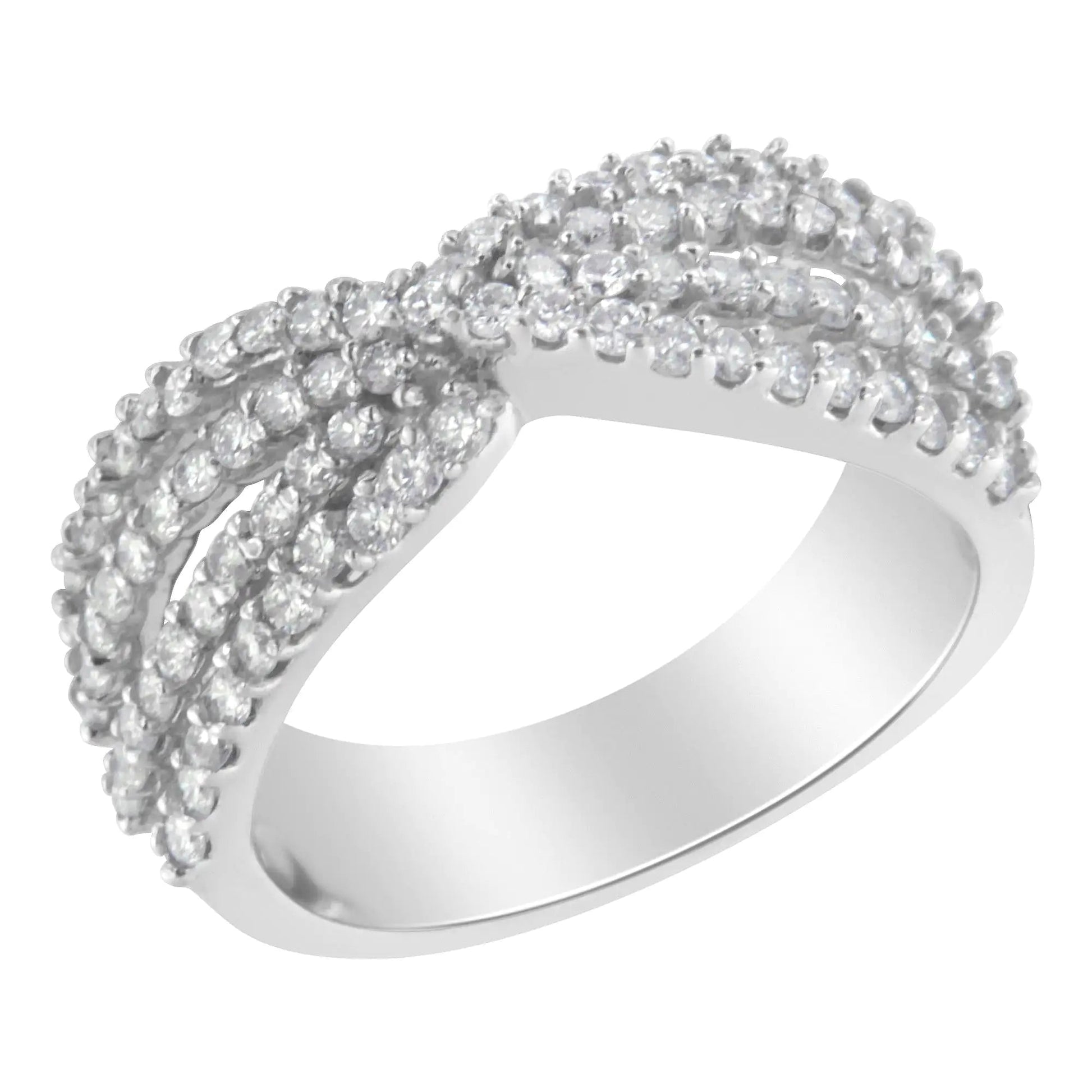 10K White Gold Diamond Bypass Ring (1 Cttw, G-H Color, SI2-I1 Clarity) WEM Support (www.WEM.support)