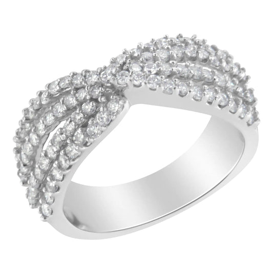 10K White Gold Diamond Bypass Ring (1 Cttw, G-H Color, SI2-I1 Clarity) WEM Support (www.WEM.support)