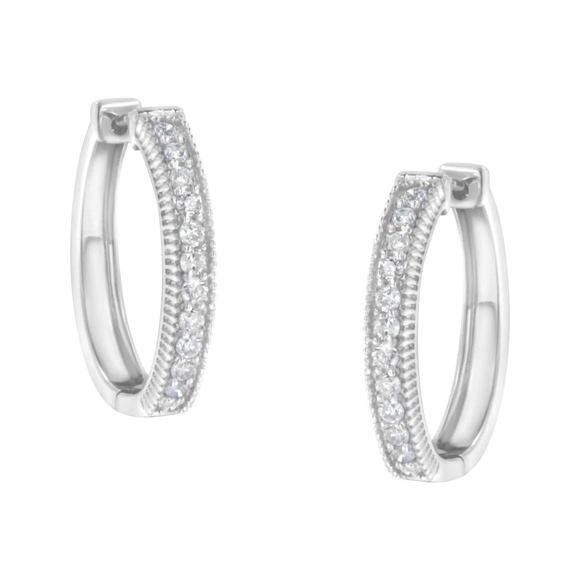 10KT White Gold Diamond Hoop Earring (1.00 cttw, H-I Color, I1-I2 Clarity) WEM Support (www.WEM.support)
