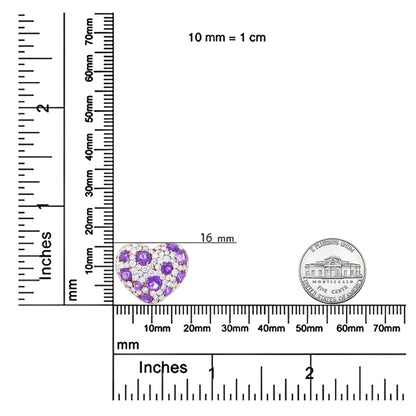 18K Rose Gold 3/4 Cttw Diamond and Purple Amethyst Cluster Heart Shape 18" Pendant Necklace (G-H Color, SI1-SI2 Clarity) WEM Support (www.WEM.support)