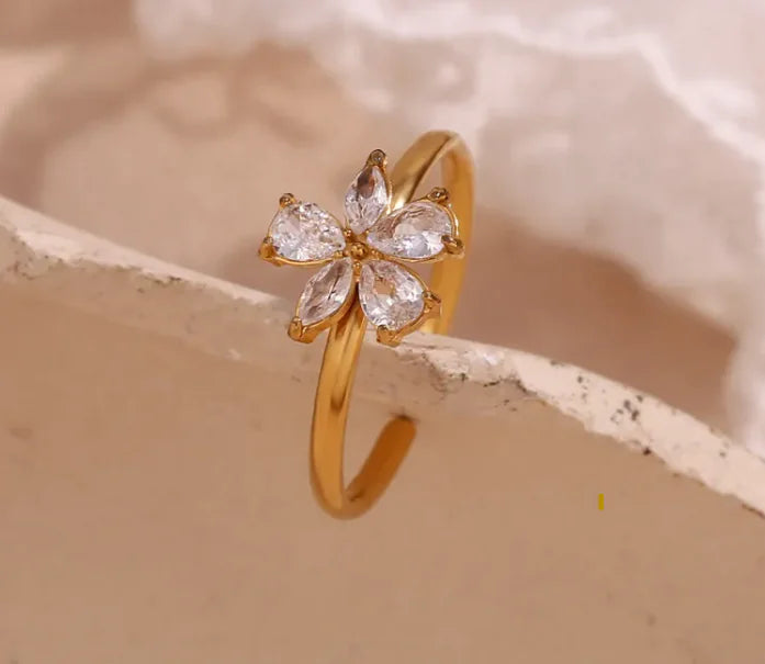 Zircon Flower Petal Ring WEM Support (www.WEM.support)