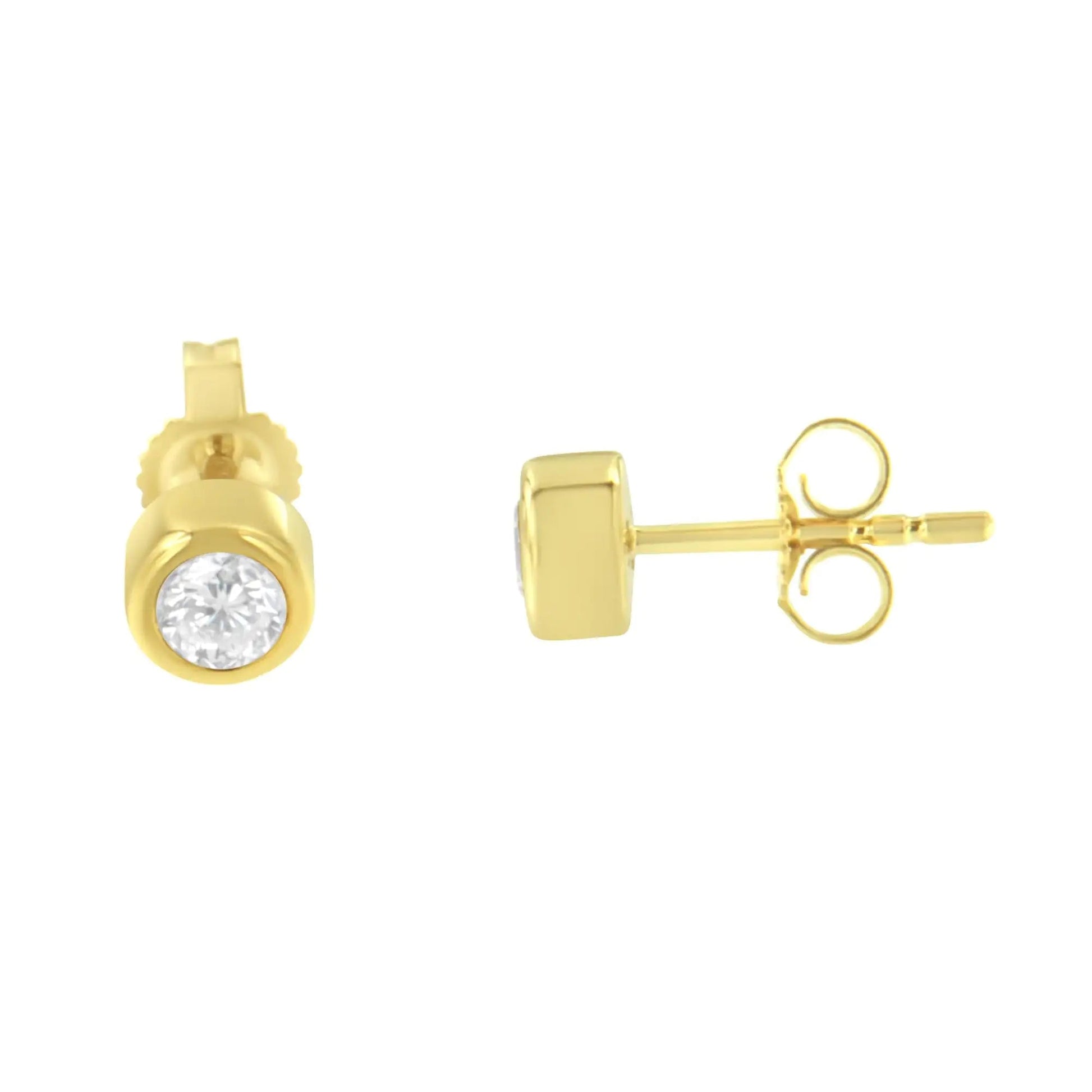 10K Gold 0.30 Cttw Round Brilliant-Cut Near Colorless Diamond Bezel-Set Stud Earrings (H-I Color, I1-I2 Clarity) WEM Support (www.WEM.support)