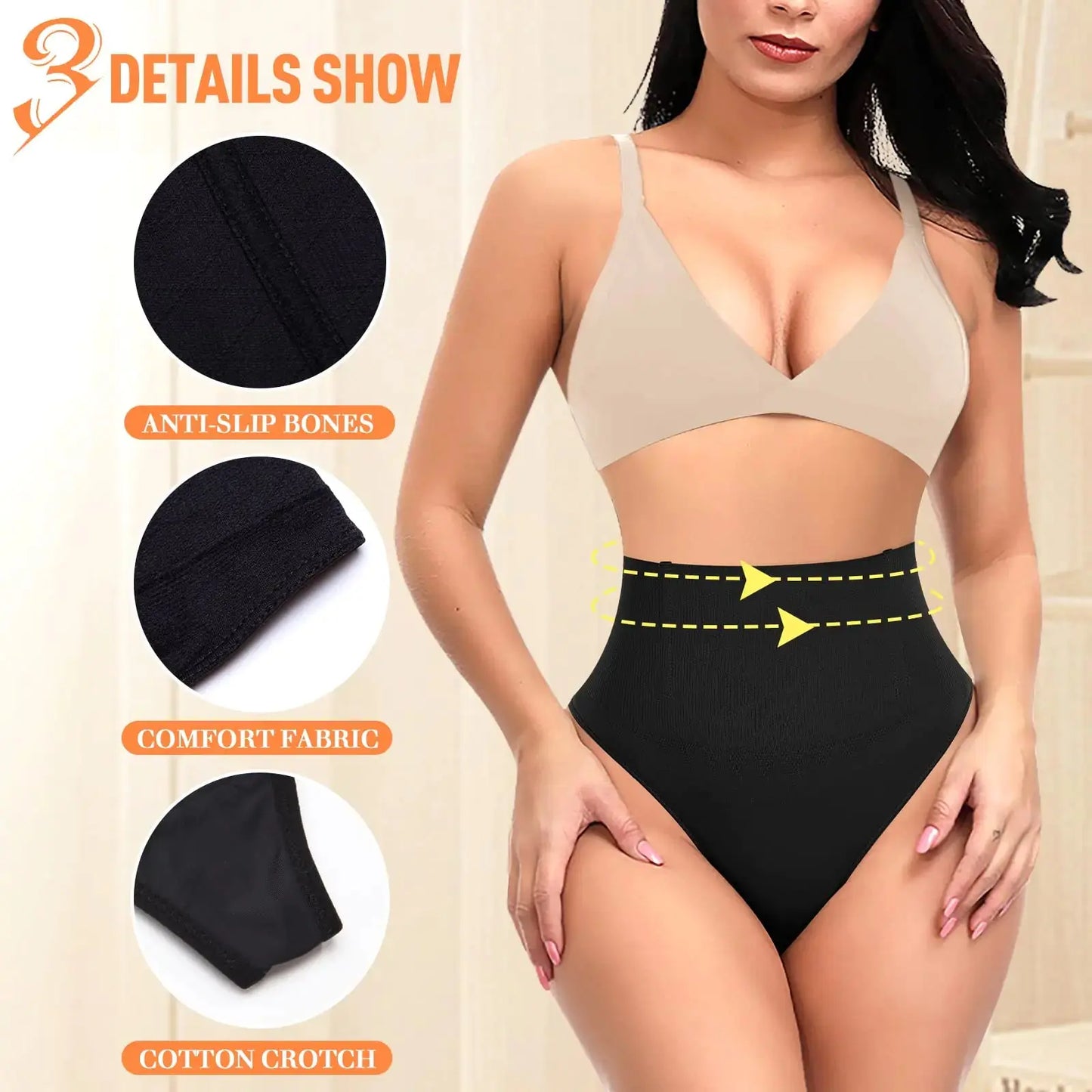 Tummy Control Thong Shapewear for Women High Waist Shaping Underwear Seamless Body Shaper Panties Girdle A# Black (Mid Waisted) XX-Large My Store