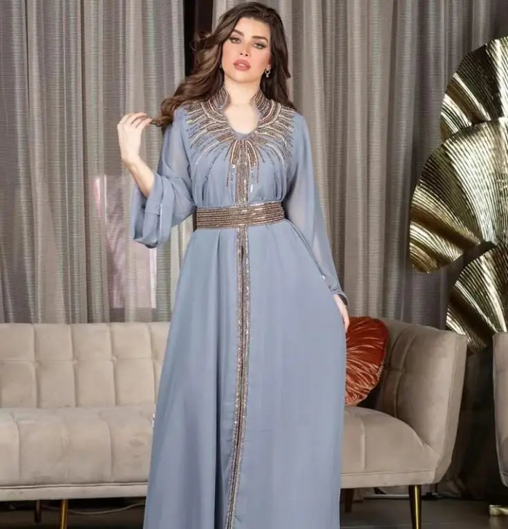 Women's Temperament And Fashion Hot Drill Long-sleeved Dress WEM Support (www.WEM.support)