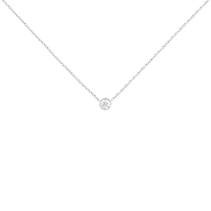 10K Gold 0.25 Carat Diamond Classic Bezel-Set Solitaire Pendant Necklace with 16"-18" Adjustable Chain (H-I Color, SI2-I1 Clarity) WEM Support (www.WEM.support)