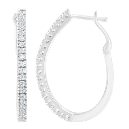 10KT White Gold 1/2 cttw Diamond Hoop Earrings (I-J, I2-I3) WEM Support (www.WEM.support)