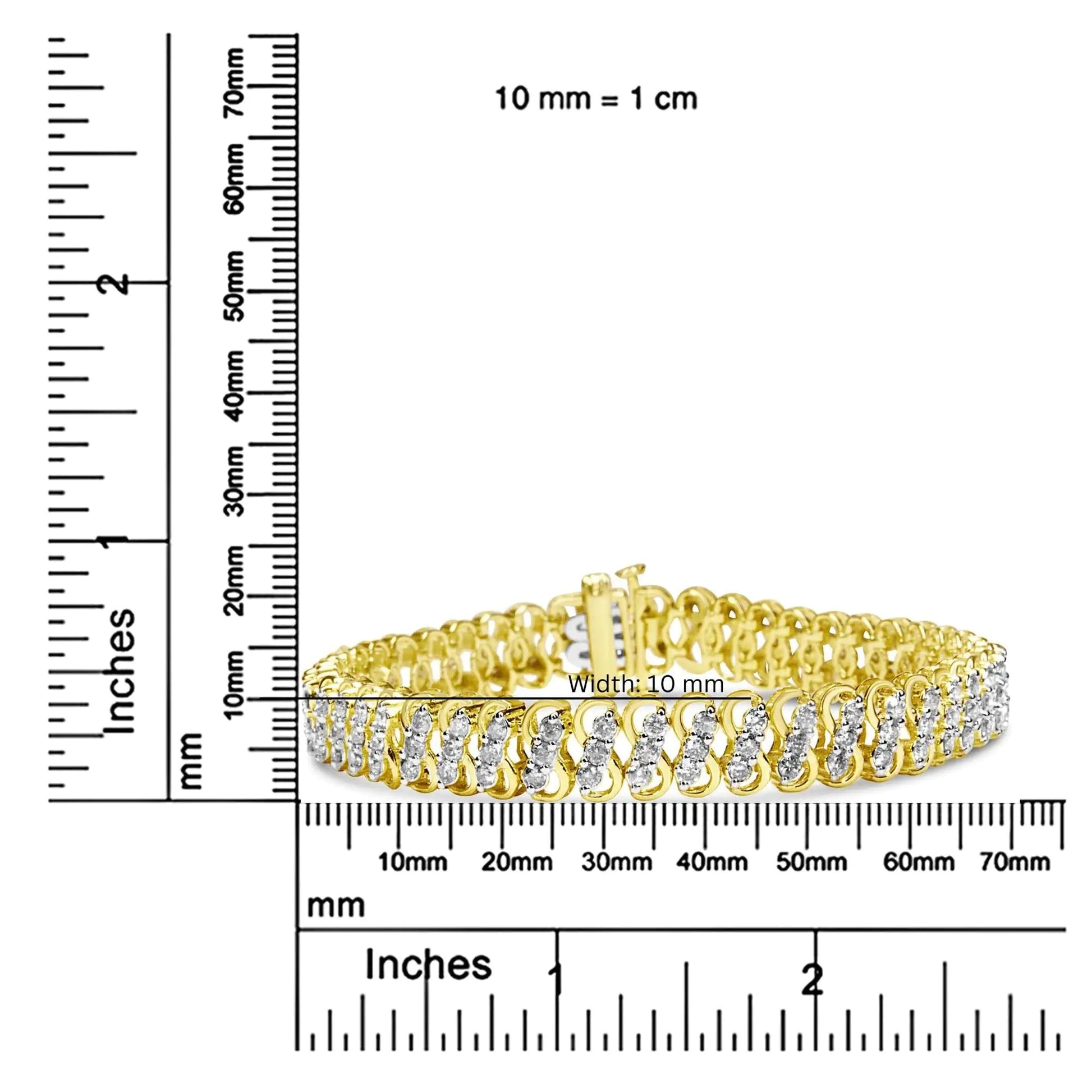 10K Yellow Gold 4.0 Cttw Diamond Triple Row Infinity 7" "S" Link Tennis Bracelet (J-K Color, I2-I3 Clarity) WEM Support (www.WEM.support)