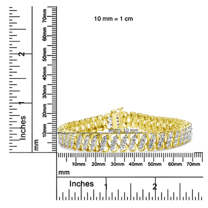 10K Yellow Gold 4.0 Cttw Diamond Triple Row Infinity 7" "S" Link Tennis Bracelet (J-K Color, I2-I3 Clarity) WEM Support (www.WEM.support)