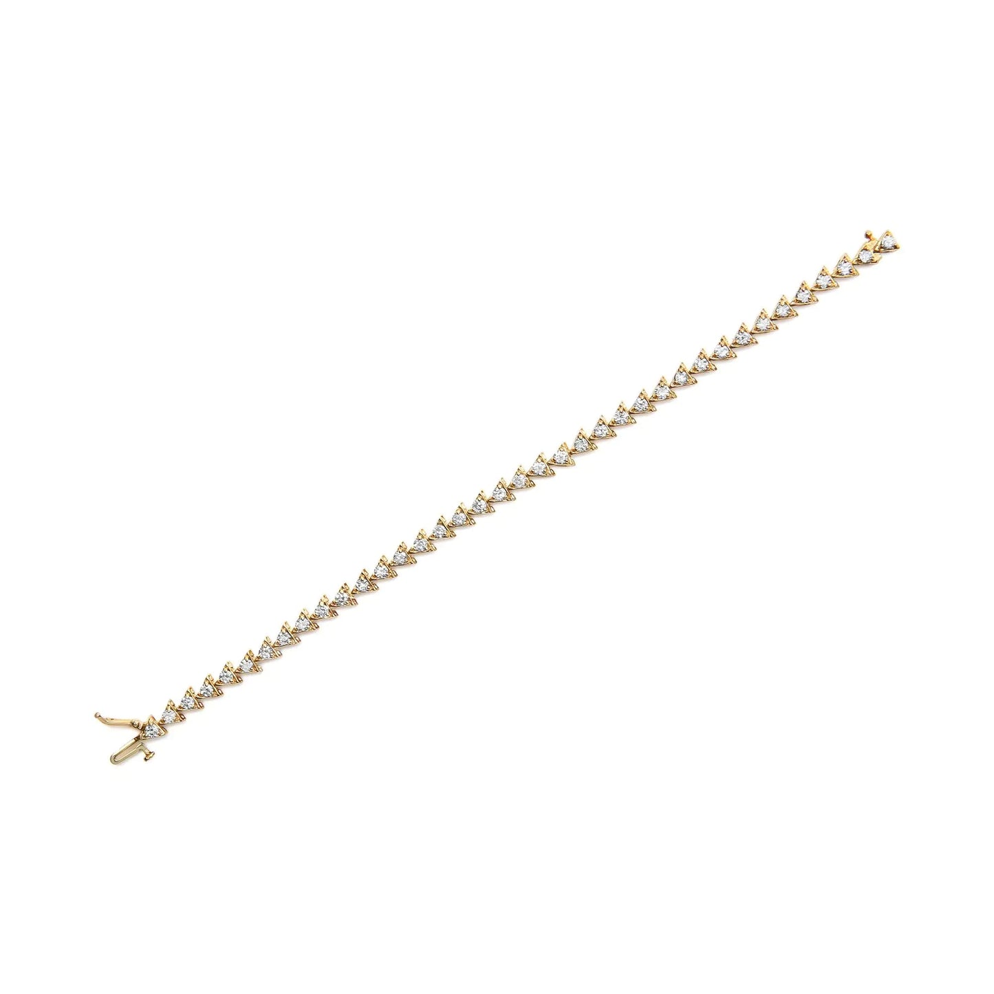 10K Yellow Gold Plated .925 Sterling Silver 3.0 Cttw Diamond Triangle Link Tennis Bracelet (I-J Color, SI2-I1 Clarity) - Size 7.25" Inches WEM Support (www.WEM.support)