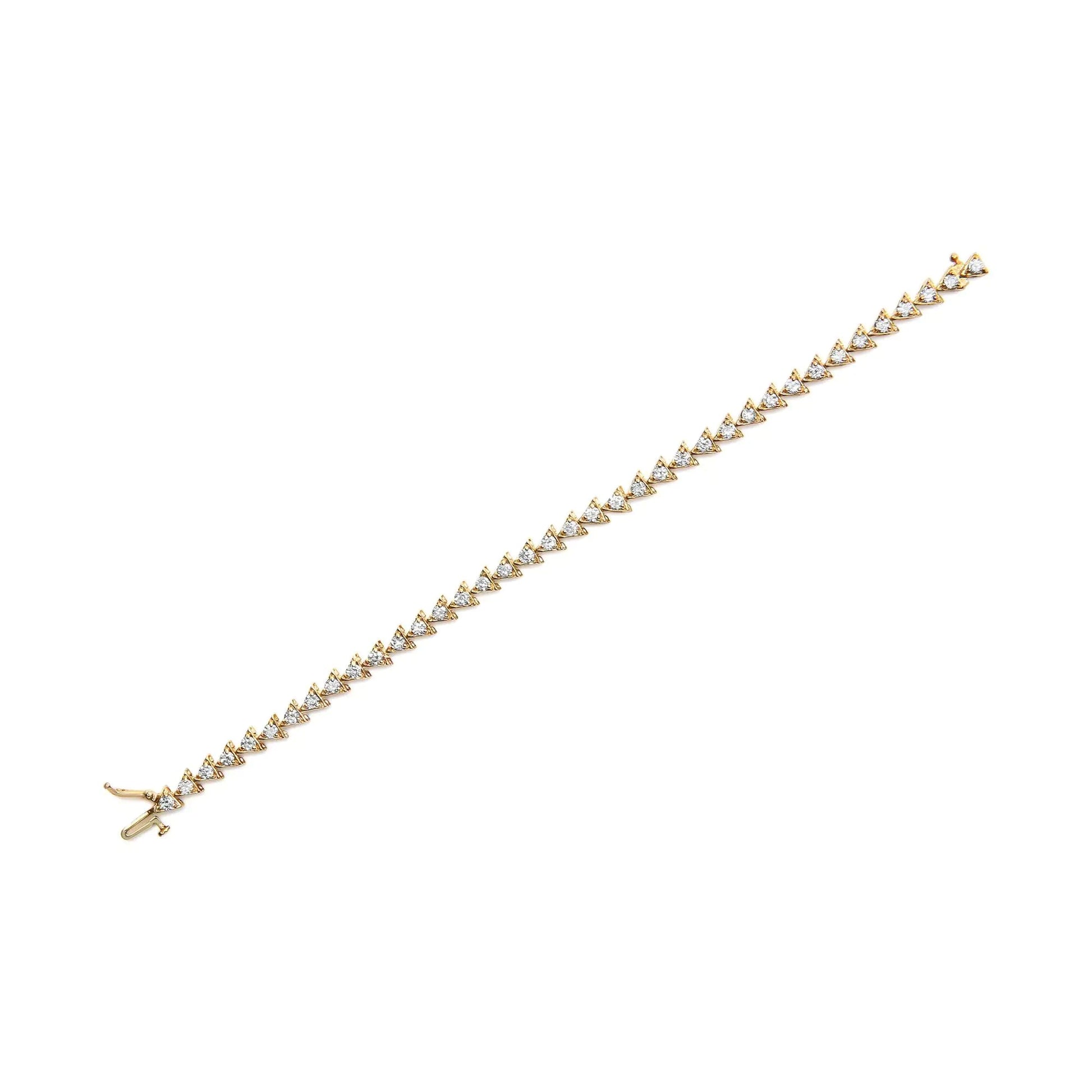 10K Yellow Gold Plated .925 Sterling Silver 3.0 Cttw Diamond Triangle Link Tennis Bracelet (I-J Color, SI2-I1 Clarity) - Size 7.25" Inches WEM Support (www.WEM.support)