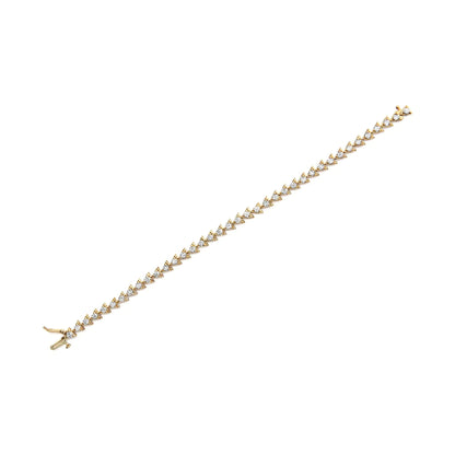 10K Yellow Gold Plated .925 Sterling Silver 3.0 Cttw Diamond Triangle Link Tennis Bracelet (I-J Color, SI2-I1 Clarity) - Size 7.25" Inches WEM Support (www.WEM.support)