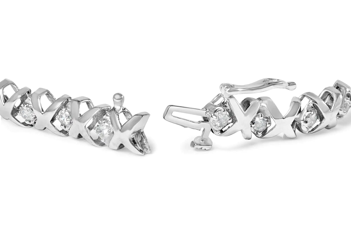 10K White Gold 1 1/2 Cttw Diamond Alternating Diamond and X-Link 7.5" Tennis Bracelet (H-I Color, I2-I3 Clarity) WEM Support (www.WEM.support)