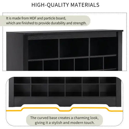 Stylish Design 24 Shoe Cabinet Console, Modern Shoe Cabinet With Curved Base, Multifunctional Sideboard, High Quality, For Corridor, Bedroom, Living Room, Black WEM Support (www.WEM.support)