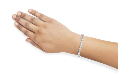14K White Gold 4-Prong Set Lab Grown Round Diamond Classic Tennis Bracelet (F-G Color, VS1-VS2 Clarity) - 7.25" WEM Support (www.WEM.support)