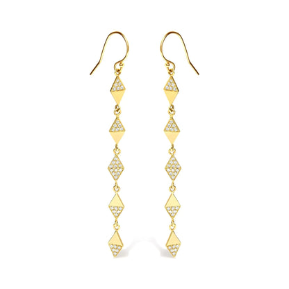 14K Yellow Gold 1/3 Cttw Diamond Studded Kite Drop and Dangle Earrings (H-I Color, SI2-I1 Clarity) WEM Support (www.WEM.support)