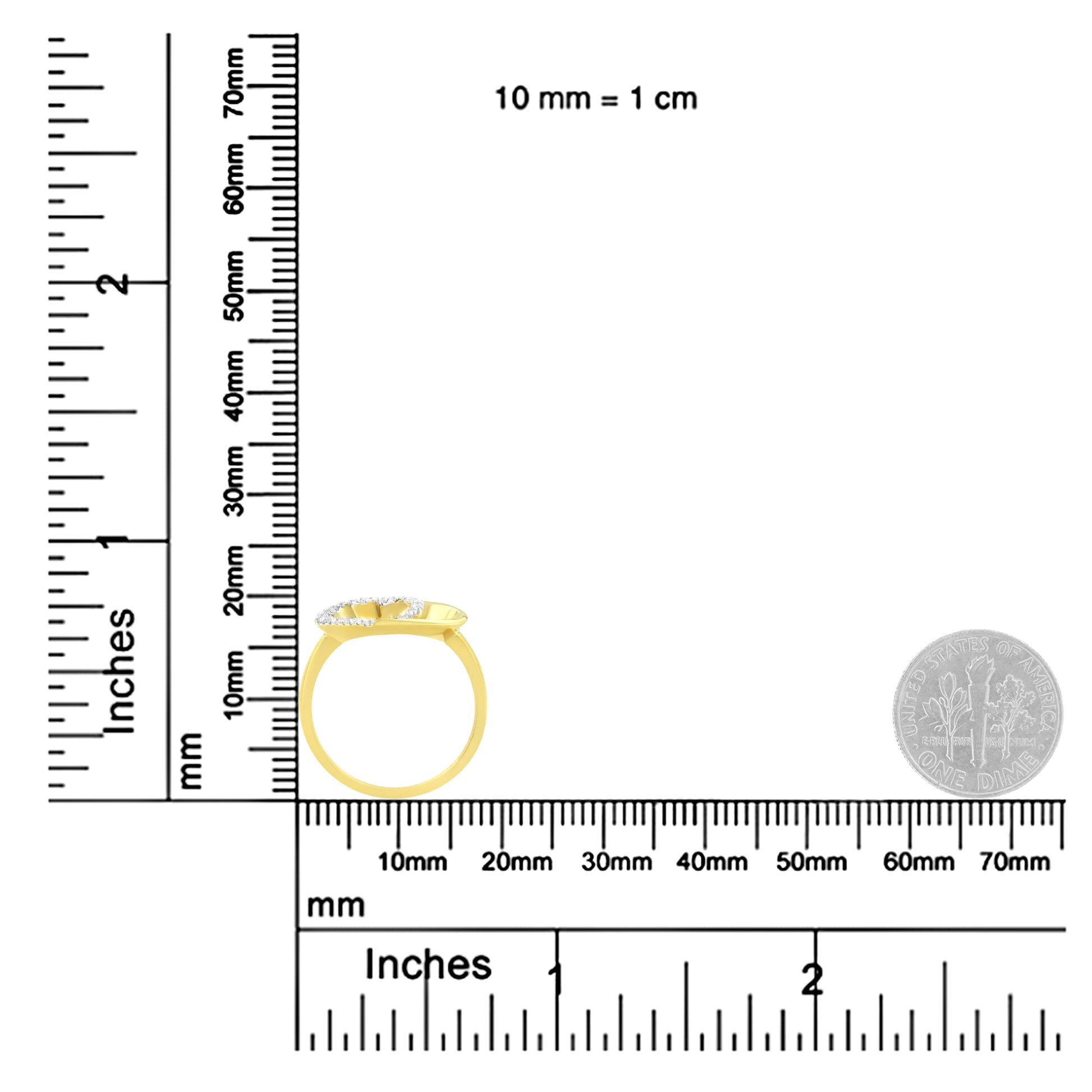 10KT Yellow Gold 1/10 cttw Diamond Heart Shape Ring (K-L, I1-I2) WEM Support (www.WEM.support)