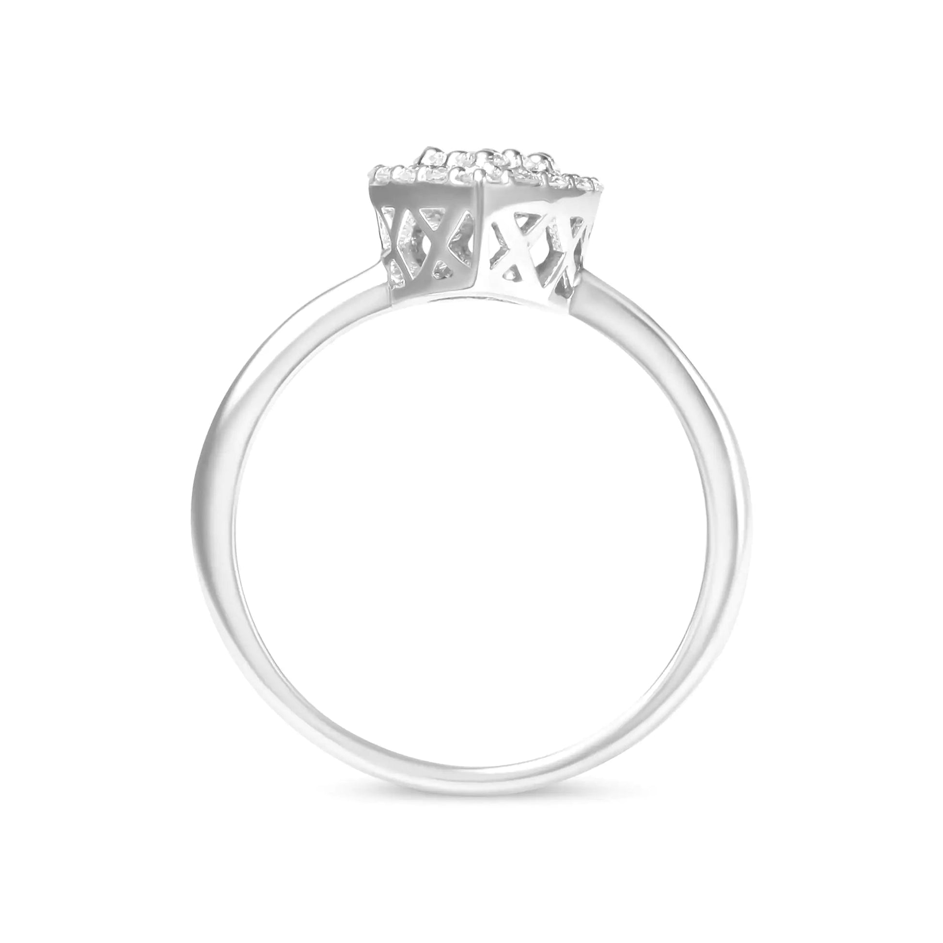 10K White Gold 3/8 Cttw Round-Cut Lab Grown Diamond Cluster Pear Promise Ring (G-H Color, VS2-SI1 Clarity) WEM Support (www.WEM.support)