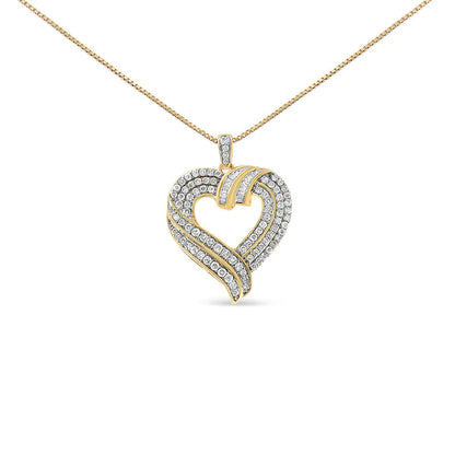 .925 Sterling Silver 1.00 Cttw Baguette Diamond Composite Open Heart 18" Inch Pendant Necklace (I-J Color, I1-I2 Clarity) WEM Support (www.WEM.support)
