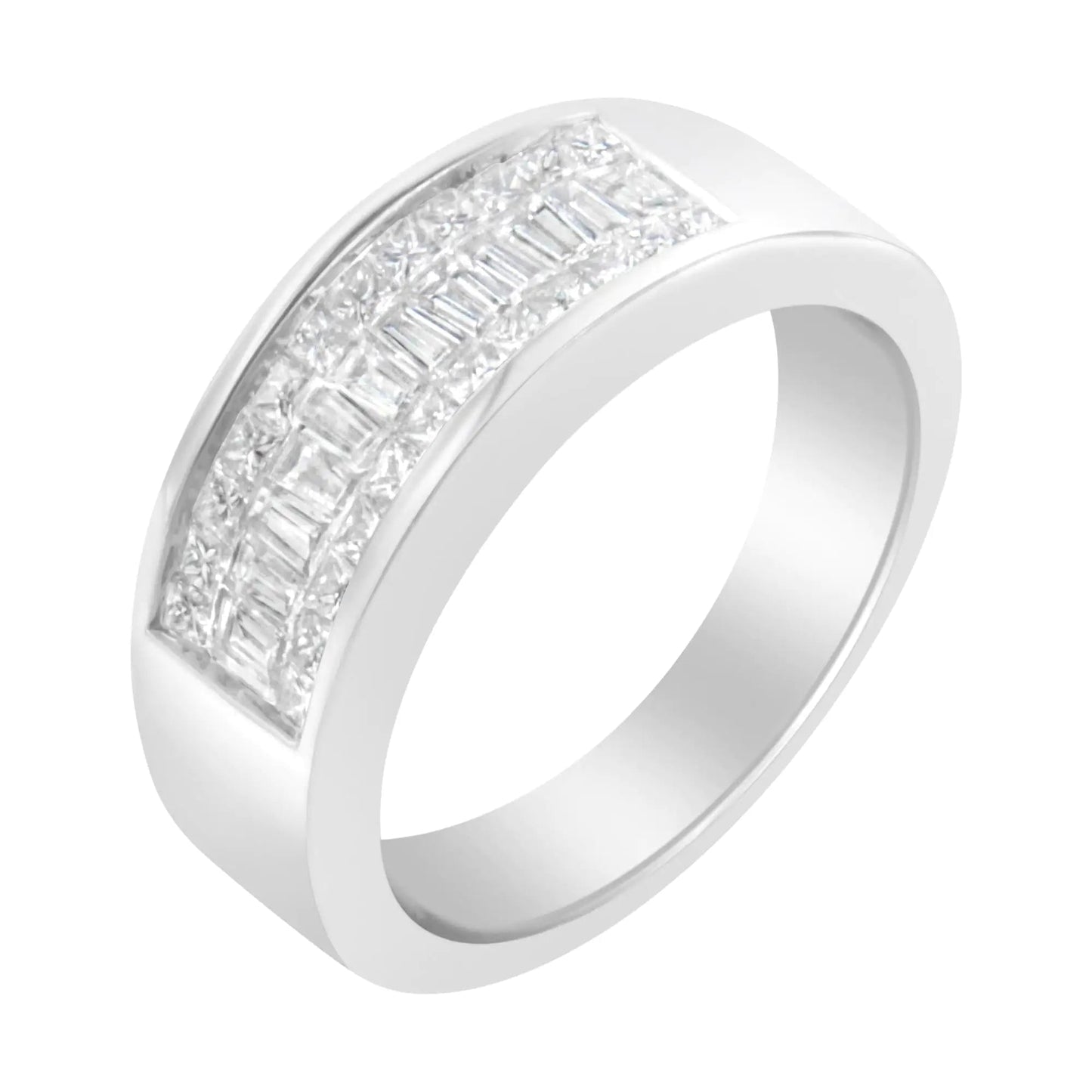 14K White Gold Princess and Baguette-cut Diamond Ring (1.0 Cttw, H-I Color, VS2-SI1 Clarity) WEM Support (www.WEM.support)