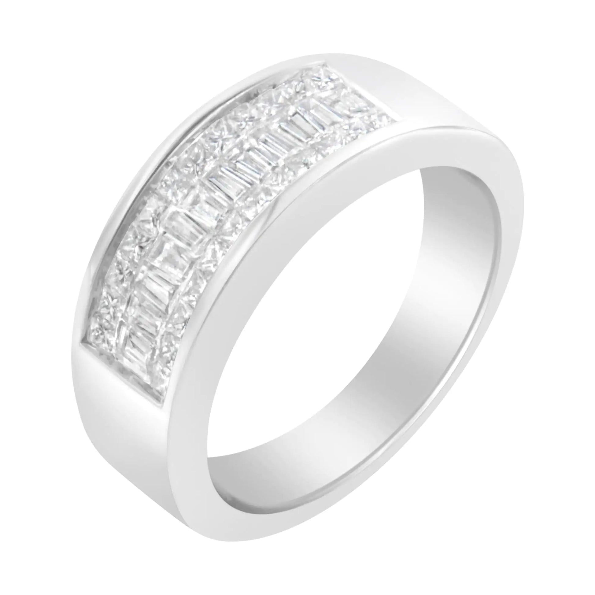 14K White Gold Princess and Baguette-cut Diamond Ring (1.0 Cttw, H-I Color, VS2-SI1 Clarity) WEM Support (www.WEM.support)
