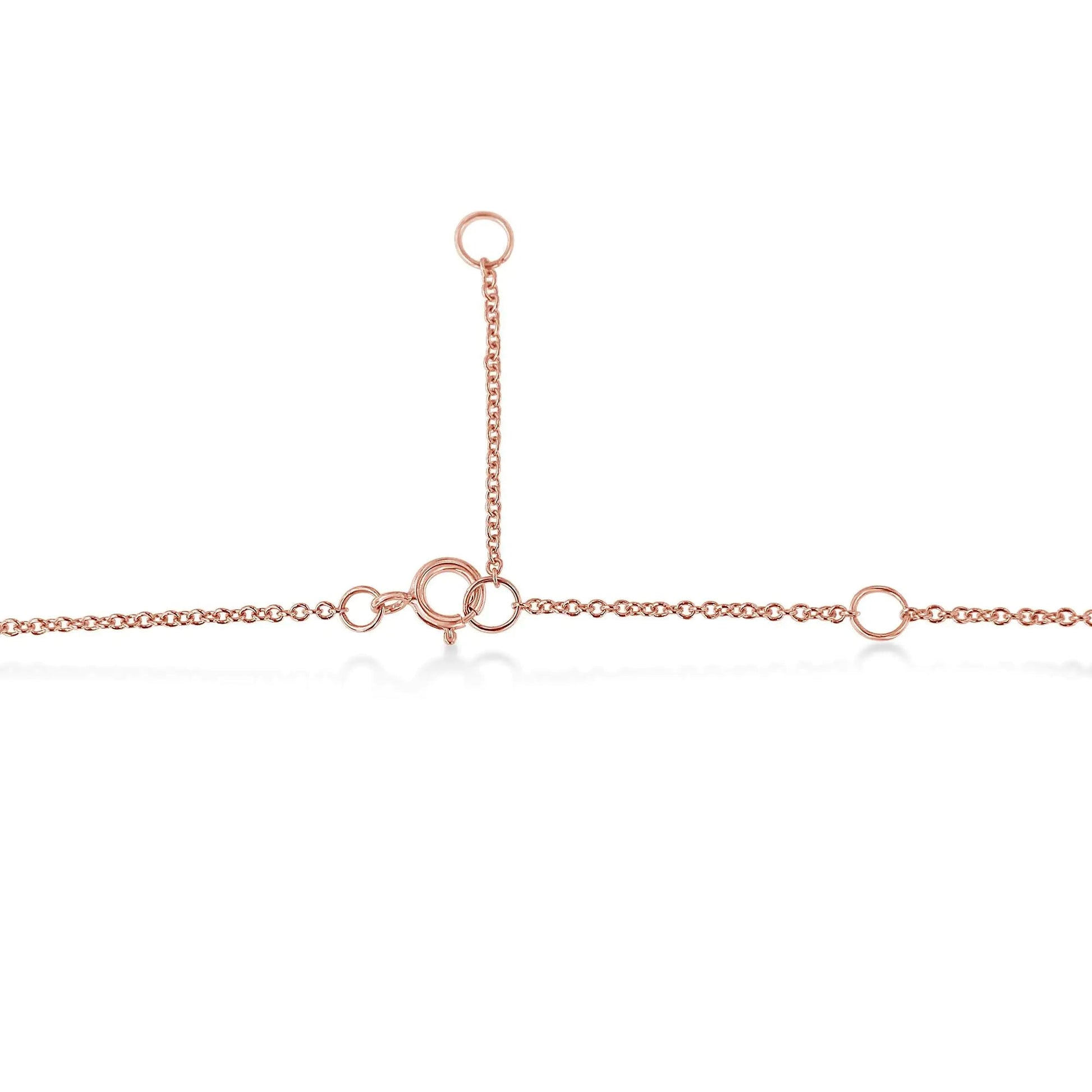 10K Roségold 1/5 Karat Rund Brillantgeschliffener Diamant Modern Gefasste Solitär Halskette 16"-18" (H-I Farbe, SI2-I1 Reinheit) WEM Support (www.WEM.support)