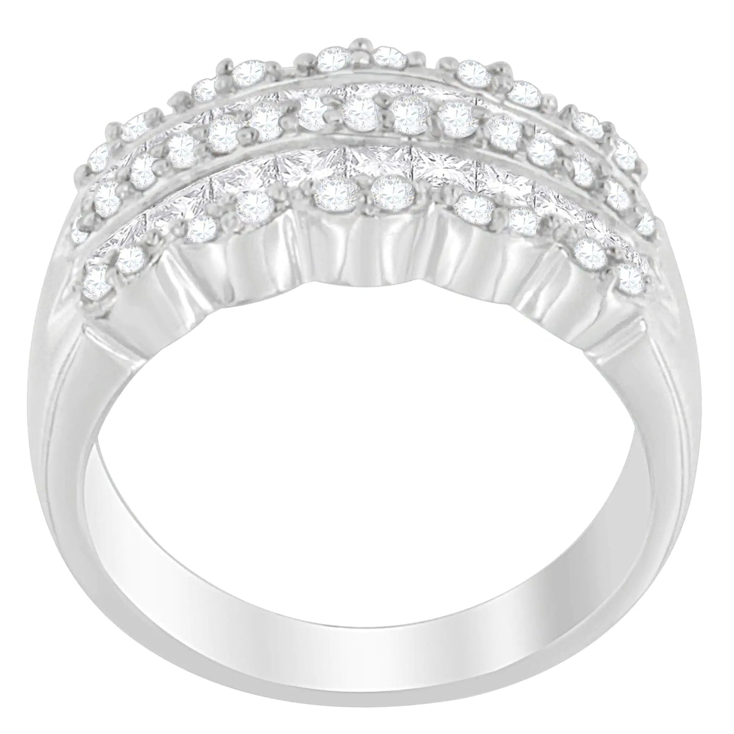 14K White Gold 1 1/7ct. TDW Round and Princess-Cut Diamond Ring(H-I, SI2-I1) WEM Support (www.WEM.support)