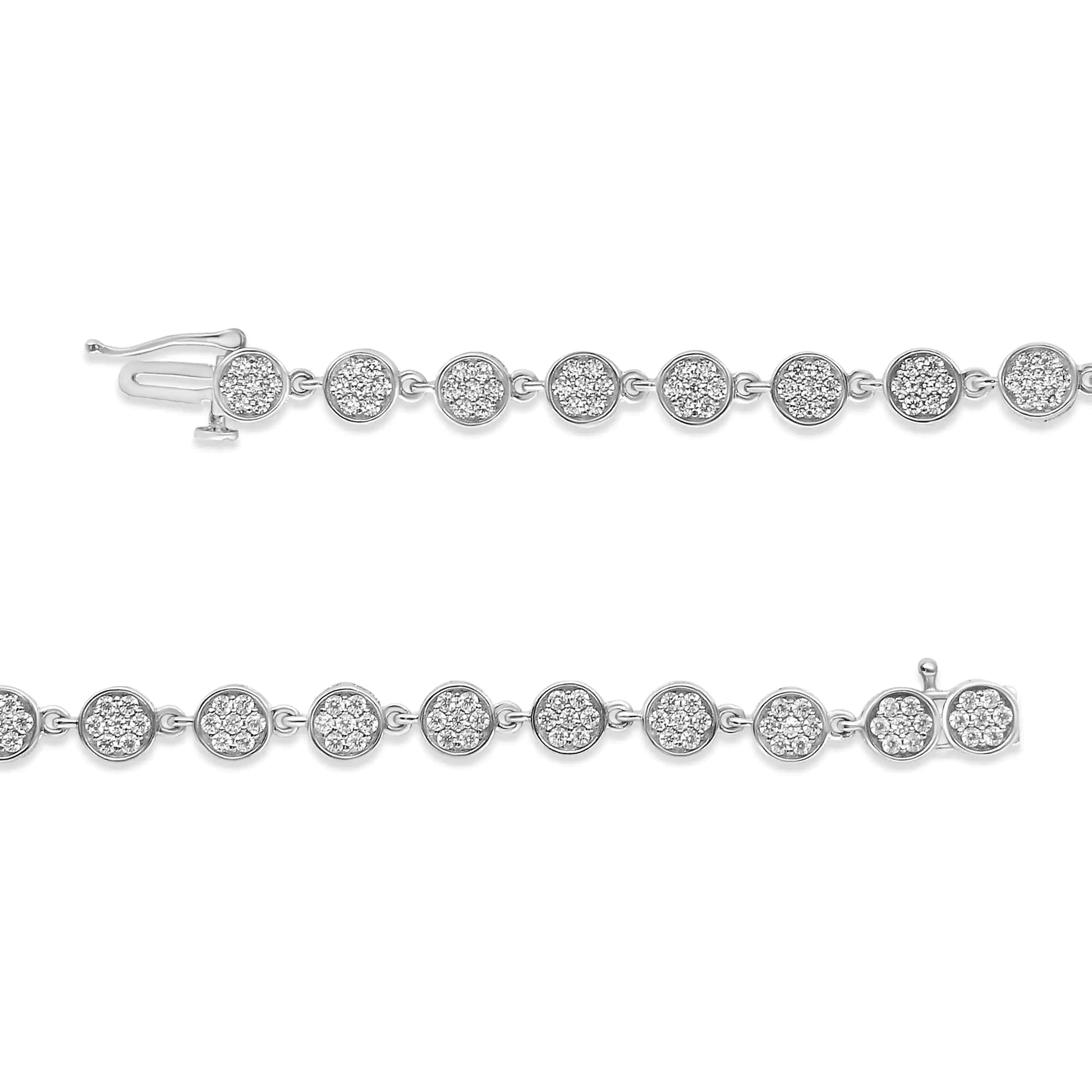 .925 Sterling Silver 2.0 Cttw Round Diamond Link Bracelet (G-H Color, I1-I2 Clarity) - 7.25" WEM Support (www.WEM.support)