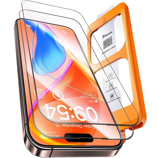 TOCOL for iPhone 13 Screen Protector [9H Hardness] [Military Grade Shatterproof] HD Tempered Glass Full Coverage Easy Installation 2 Pack