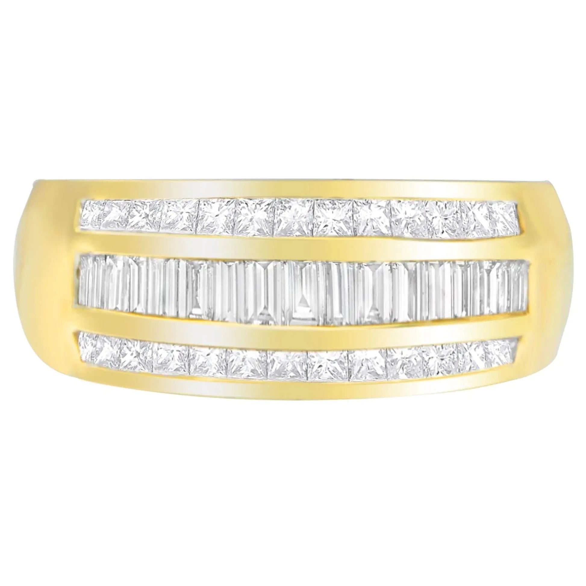 14K Yellow Gold 1ct. TDW Princess and Baguette-Cut Diamond Ring(H-I, SI1-SI2) WEM Support (www.WEM.support)