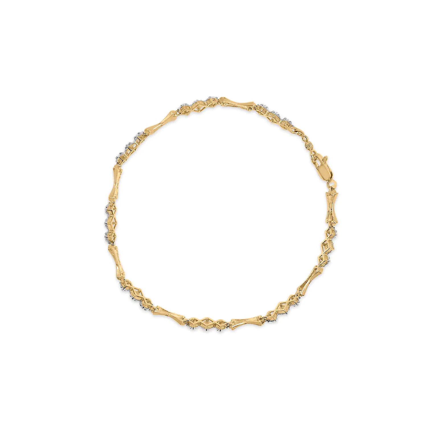 10k Gold 1/3 Cttw Diamond Miracle Set Alternating Bar and Link Bracelet (I-J Color, I1-I2 Clarity) - 7.75" Inches WEM Support (www.WEM.support)