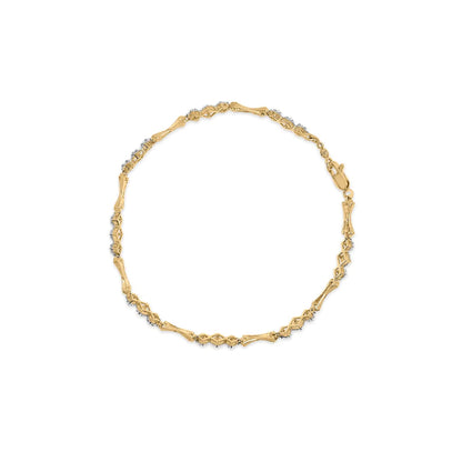 10k Gold 1/3 Cttw Diamond Miracle Set Alternating Bar and Link Bracelet (I-J Color, I1-I2 Clarity) - 7.75" Inches WEM Support (www.WEM.support)