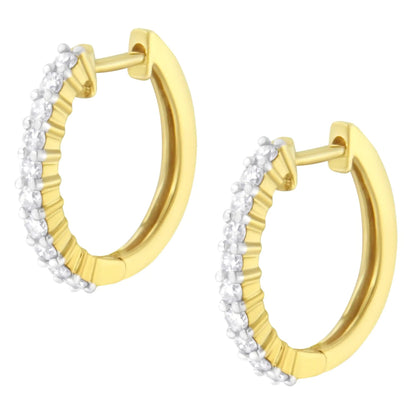 10K Gelbgold 1/2 Karat Krappenfassung Rundgeschliffene Diamant-Creolen (I-J Farbe, I1-I2 Reinheit) WEM Support (www.WEM.support)