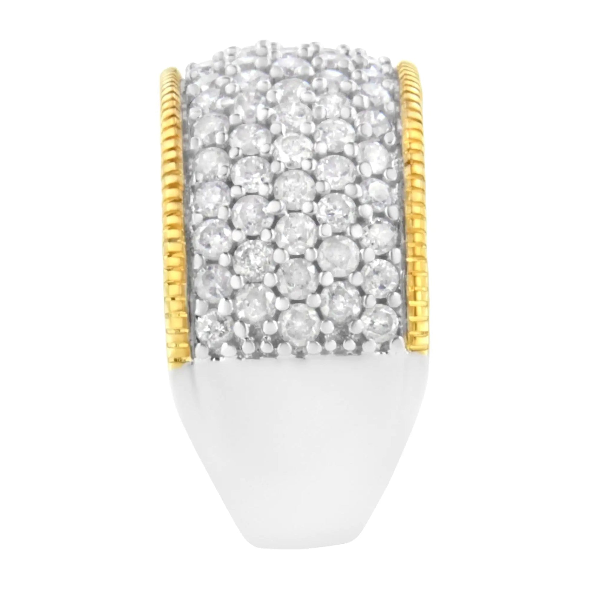 10K Yellow Gold Plated .925 Sterling Silver 2.0 Cttw Prong Set Round Cut Diamond 5 Row Anniversary Band Ring (I-J Color, I2-I3 Clarity) WEM Support (www.WEM.support)