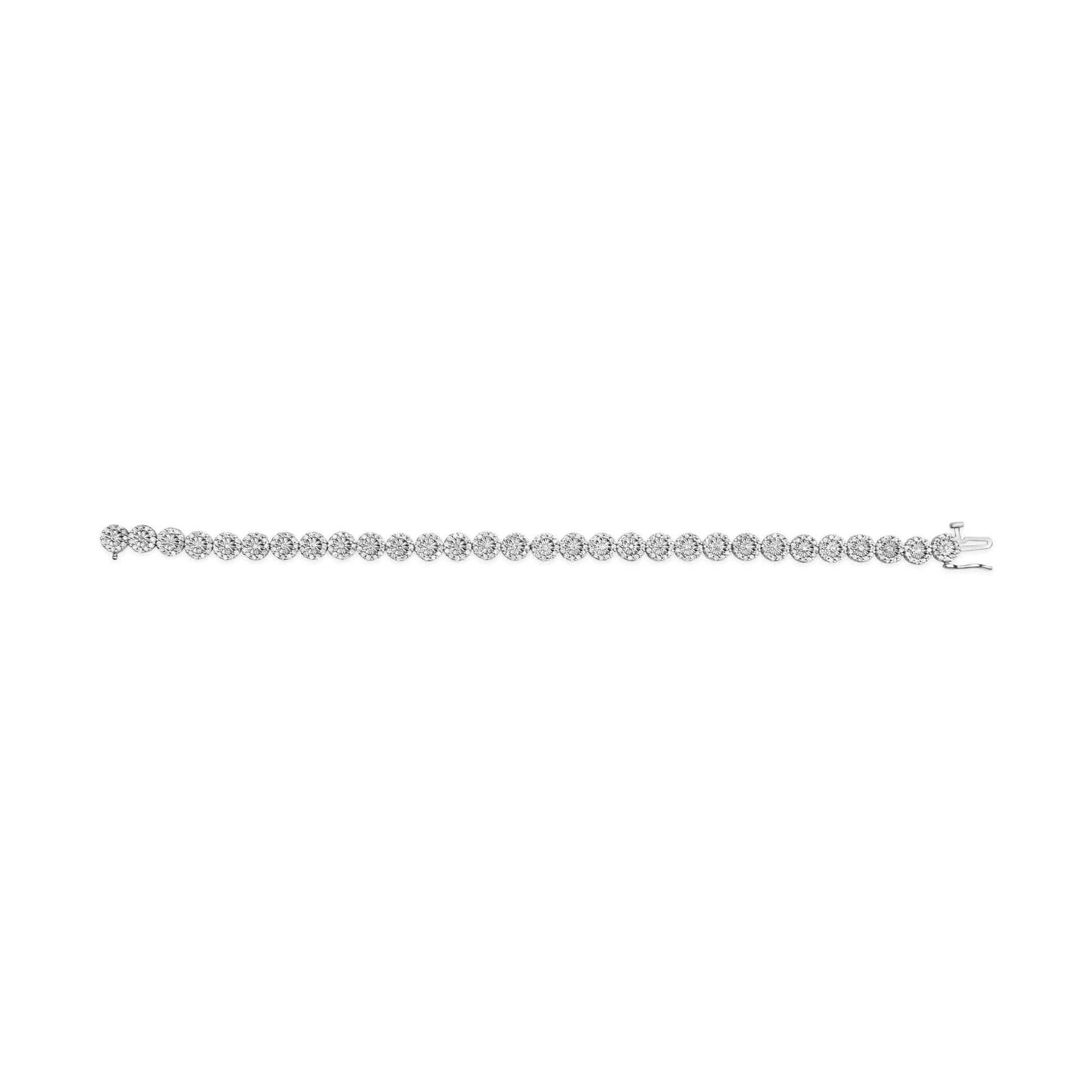 14K White Gold 2.00 Cttw Diamond Halo Link Tennis Bracelet (H-I Color, I1-I2 Clarity) - 7" Inches WEM Support (www.WEM.support)