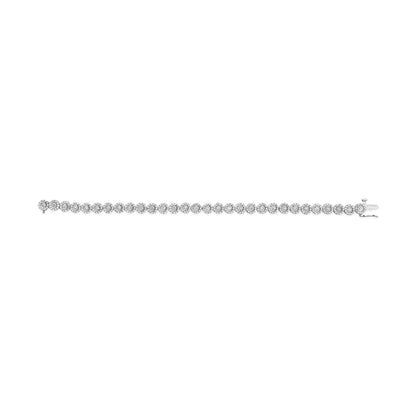 14K White Gold 2.00 Cttw Diamond Halo Link Tennis Bracelet (H-I Color, I1-I2 Clarity) - 7" Inches WEM Support (www.WEM.support)