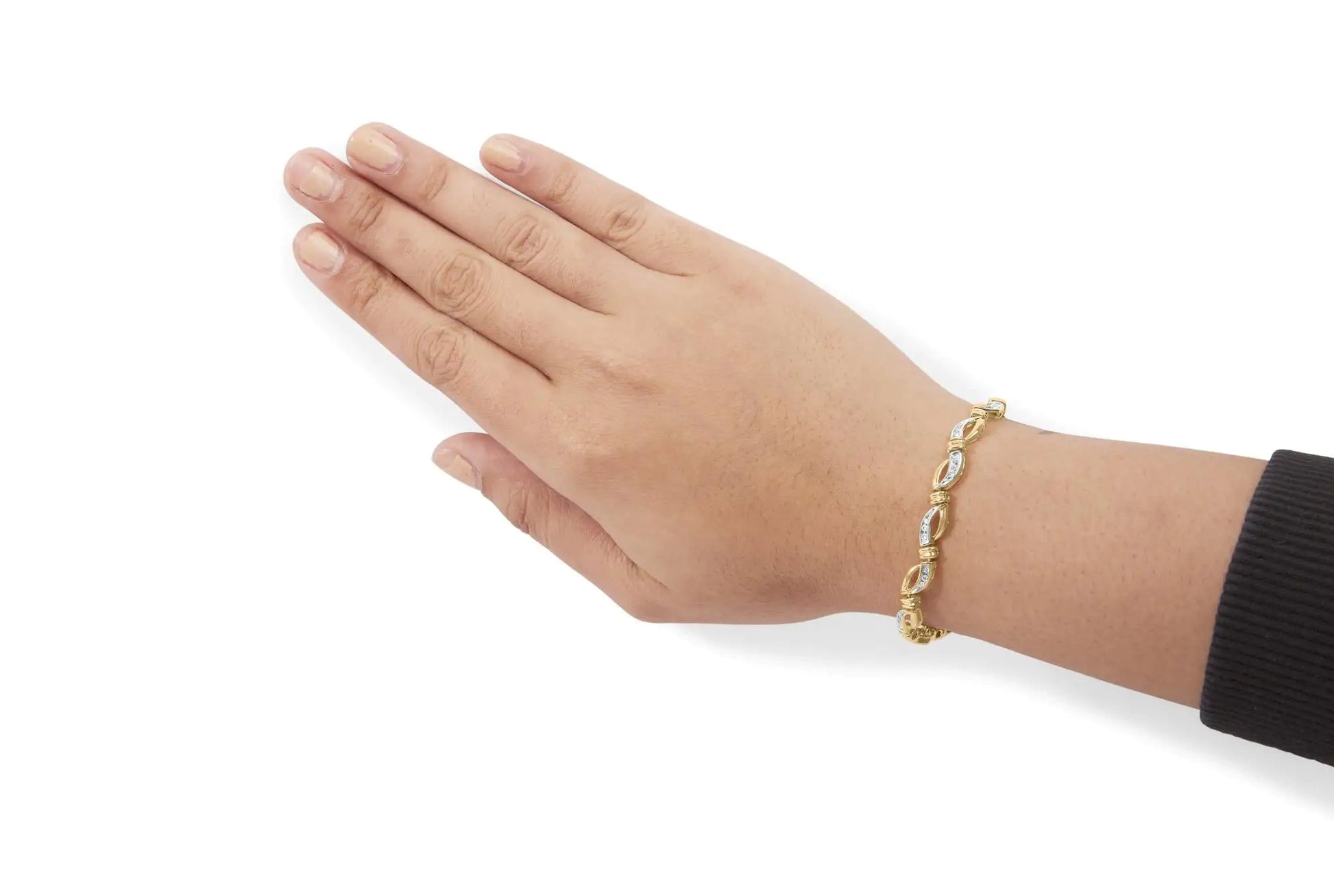 10K Yellow and White Gold 1/2 Cttw Channel Set Diamond Infinity Link 7" Tennis Bracelet (H-I Color, I1-I2 Clarity) WEM Support (www.WEM.support)