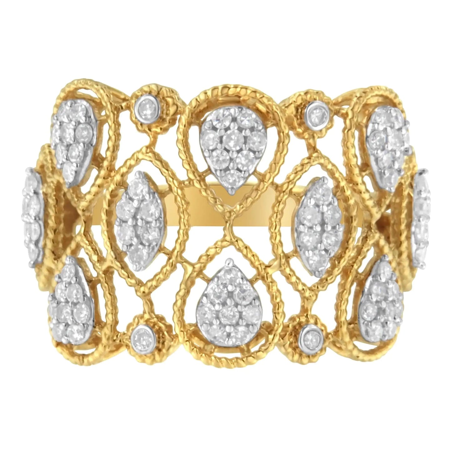 14K Yellow Gold Diamond Art Deco Ring (1/2 Cttw, H-I Color, I1 Clarity) WEM Support (www.WEM.support)