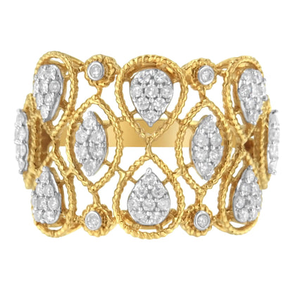 14K Yellow Gold Diamond Art Deco Ring (1/2 Cttw, H-I Color, I1 Clarity) WEM Support (www.WEM.support)