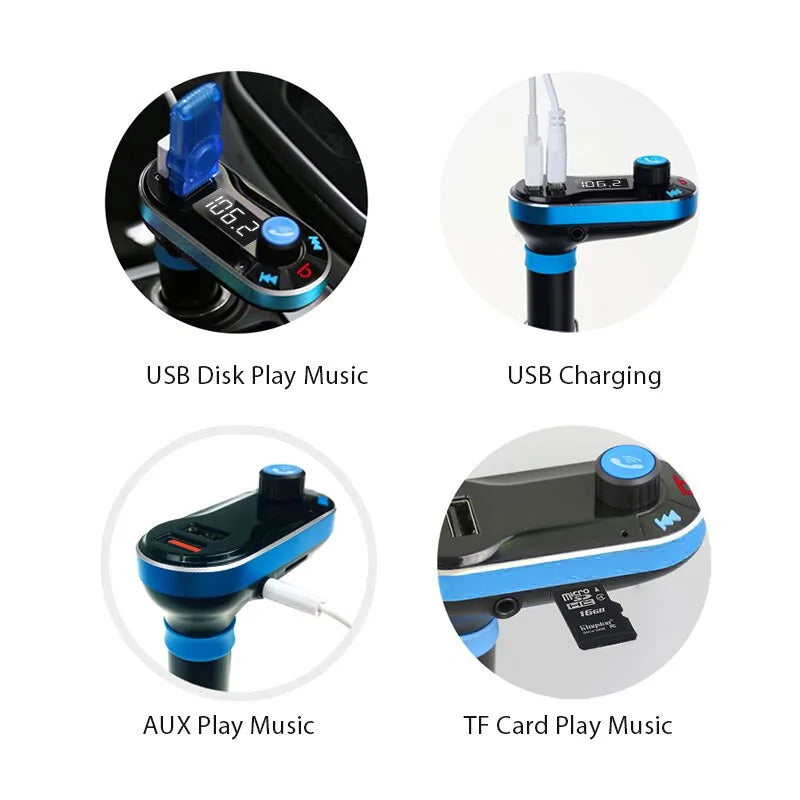 Transmissor FM Modulador Bluetooth Player de Música para Carro WEM Support (www.WEM.support)
